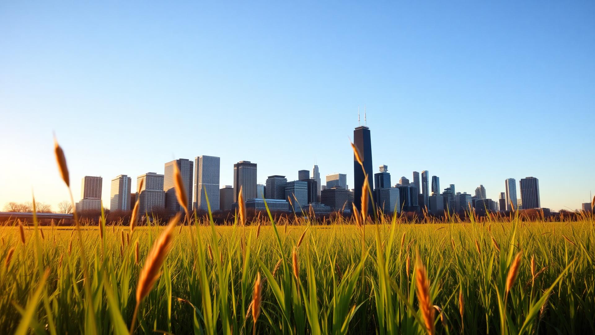 Chicago skyline from the southwest suburbs